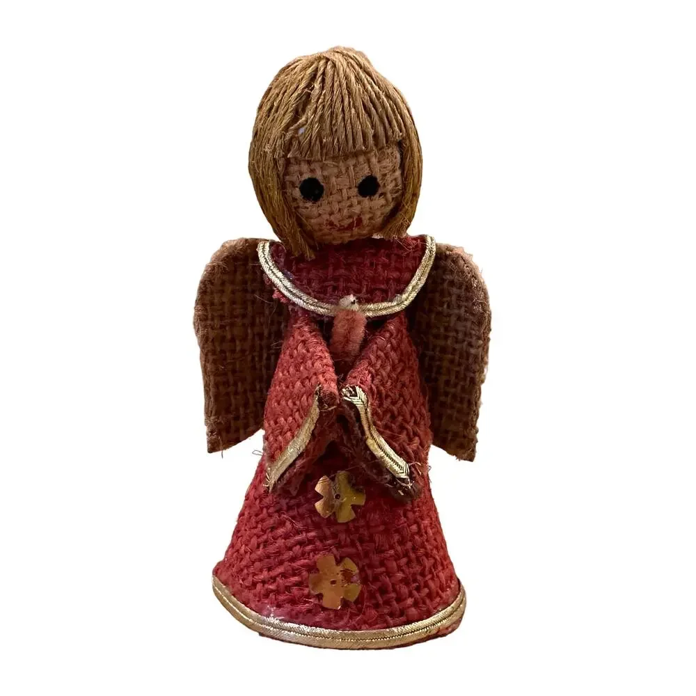 Angel Christmas Ornament Raffia Woven Handmade Vintage